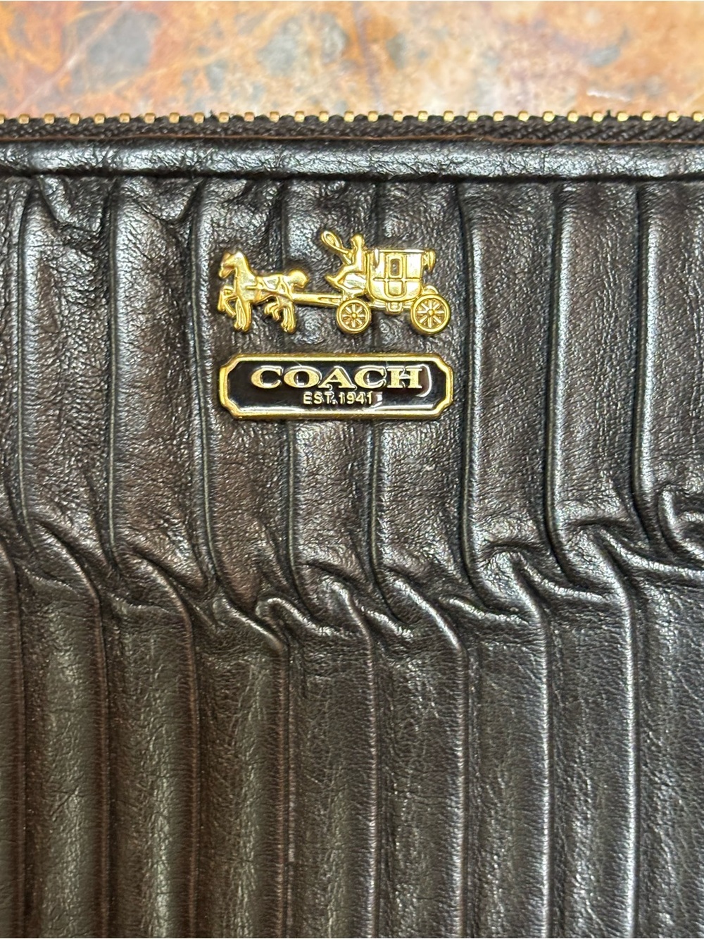Coach Madison Black Leather Zip Wallet 8x4” - Picture 6 of 6